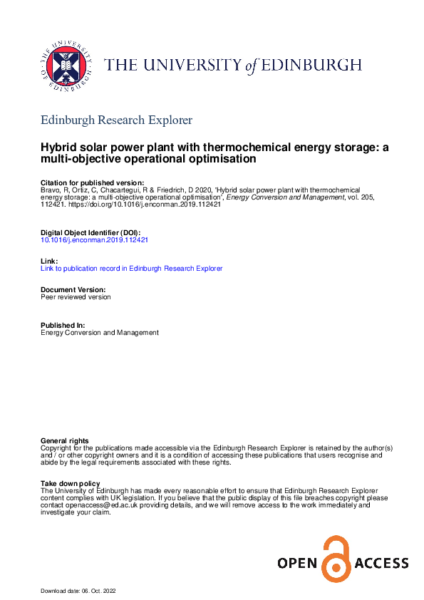 (PDF) Hybrid solar power plant with thermochemical energy storage: A ...