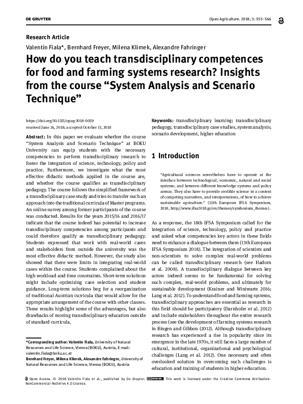 (PDF) How do you teach transdisciplinary competences for food and ...