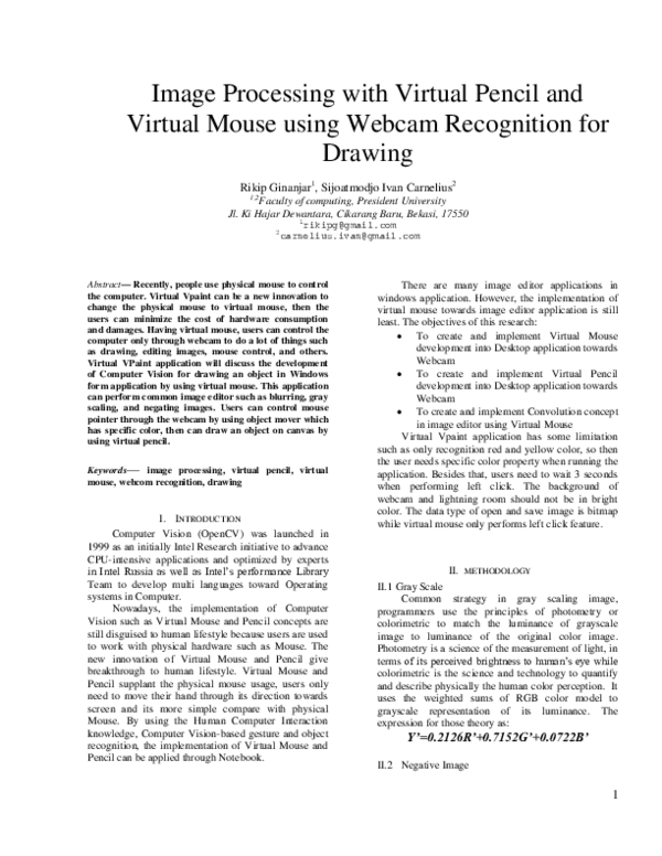 (PDF) Image Processing with Virtual Pencil and Virtual Mouse using ...