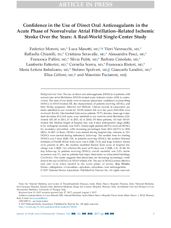(PDF) Confidence in the Use of Direct Oral Anticoagulants in the Acute ...