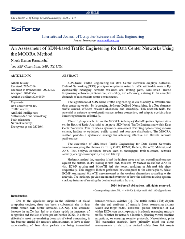 (PDF) An Assessment of SDN-based Traffic Engineering for Data Center ...