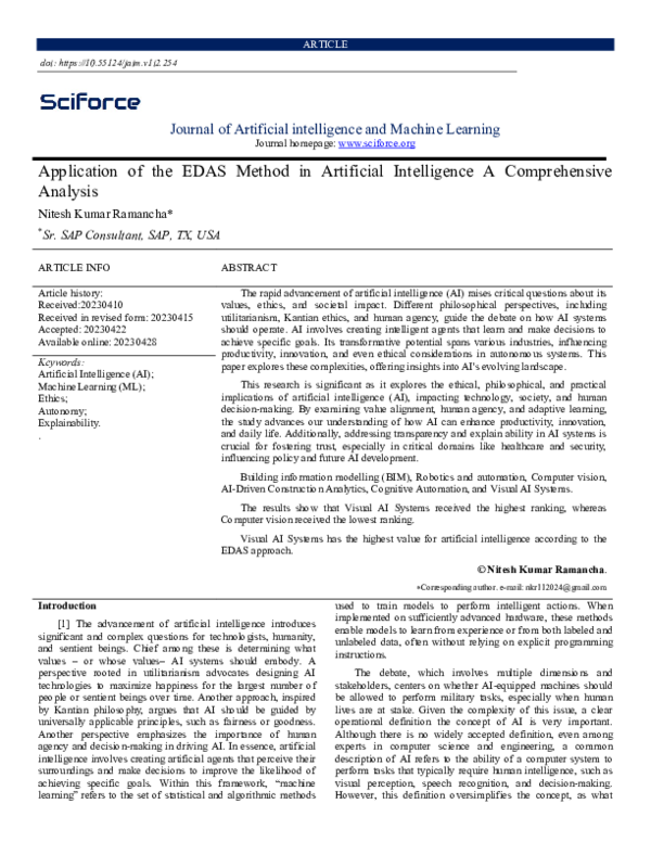 (PDF) Application of the EDAS Method in Artificial Intelligence A ...
