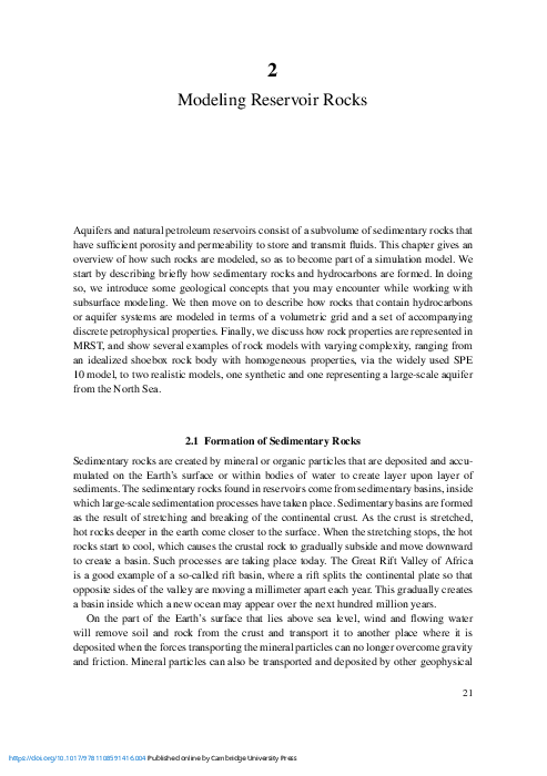 (PDF) Modeling Reservoir Rocks
