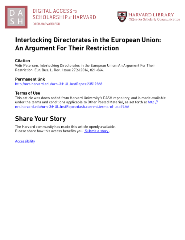 (PDF) Interlocking Directorates in the European Union: An Argument for ...