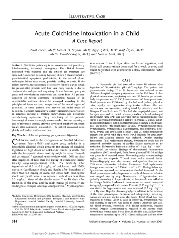 (PDF) Acute Colchicine Intoxication in a Child