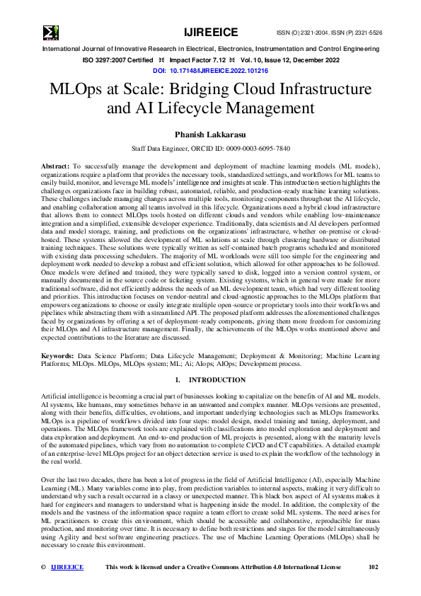 (PDF) MLOps at Scale: Bridging Cloud Infrastructure and AI Lifecycle ...