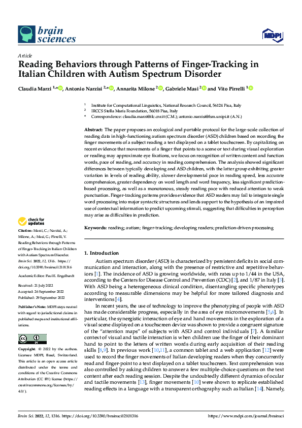 (PDF) Reading Behaviors through Patterns of Finger-Tracking in Italian ...