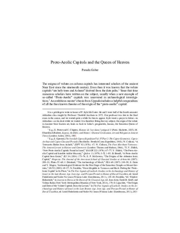 (PDF) Proto-Aeolic Capitols and the Queen of Heaven