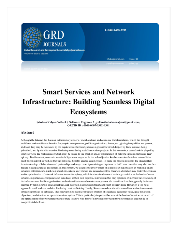 (PDF) Smart Services and Network Infrastructure: Building Seamless ...