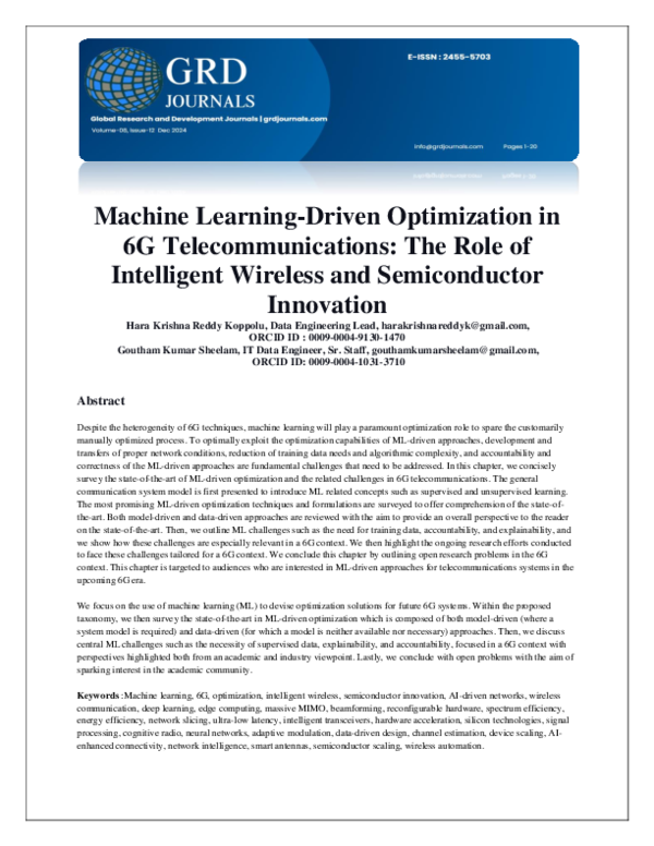 (PDF) Machine Learning-Driven Optimization in 6G Telecommunications ...