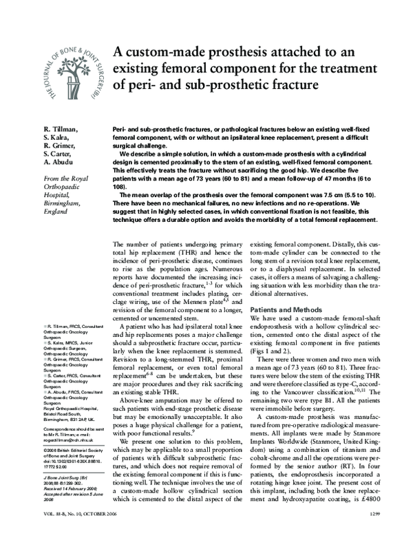 (PDF) A custom-made prosthesis attached to an existing femoral ...