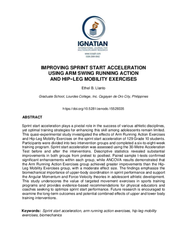 (PDF) IMPROVING SPRINT START ACCELERATION USING ARM SWING RUNNING ...