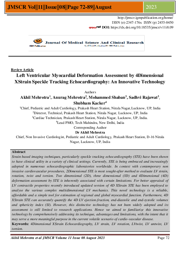 (PDF) Left Ventricular Myocardial Deformation Assessment by ...