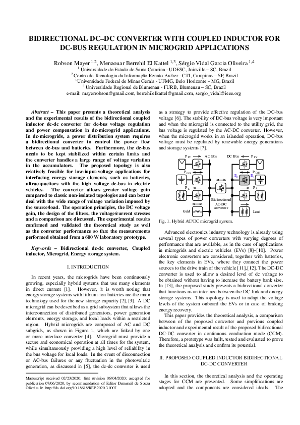 (PDF) Bidirectional DC-DC Converter with Coupled Inductor for DC-Bus ...