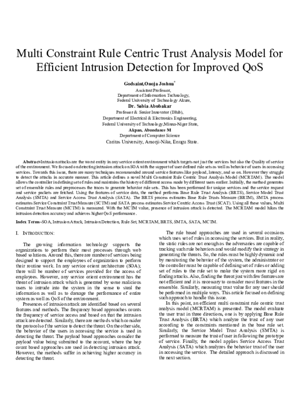(PDF) Multi Constraint Rule Centric Trust Analysis Model for Efficient ...