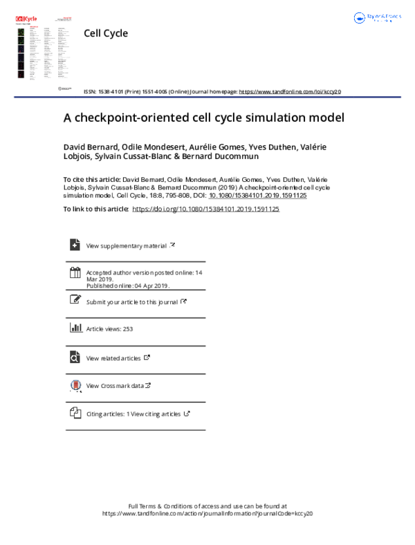 (PDF) A checkpoint-oriented cell cycle simulation model