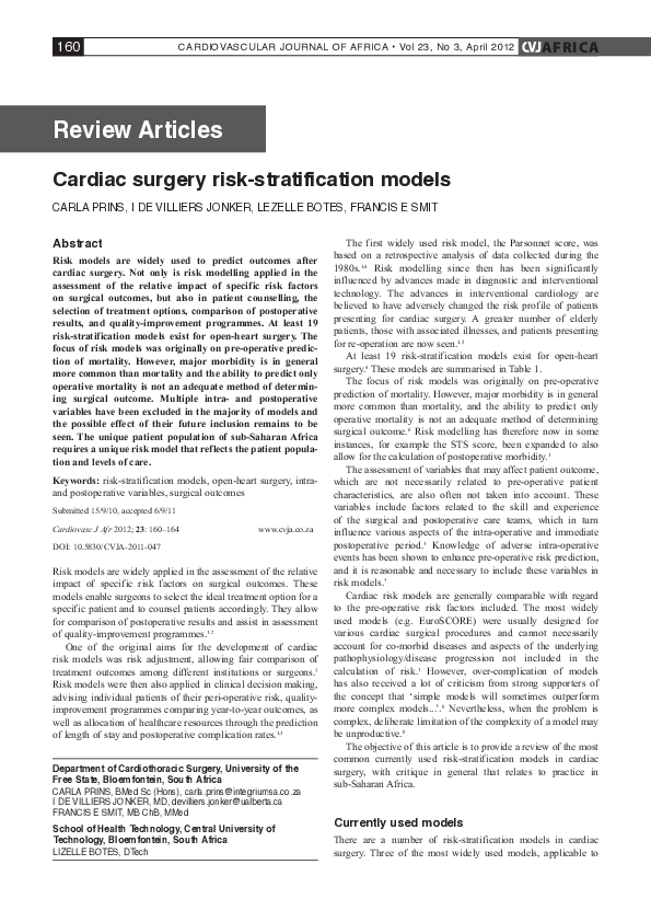 (PDF) Cardiac surgery risk-stratification models