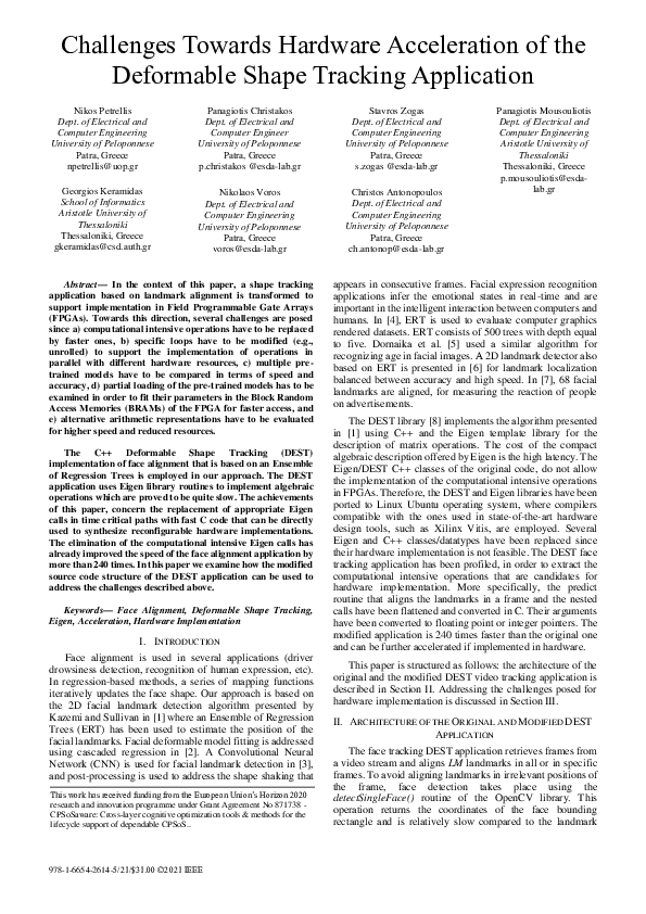 (PDF) Challenges Towards Hardware Acceleration of the Deformable Shape ...