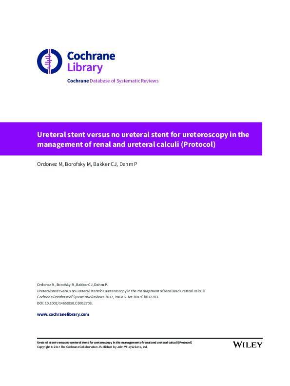 (PDF) Ureteral stent versus no ureteral stent for ureteroscopy in the ...