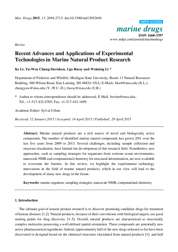 (PDF) Recent Advances and Applications of Experimental Technologies in ...