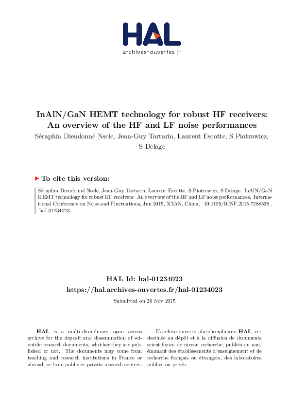 (PDF) InAlN/GaN HEMT technology for robust HF receivers: An overview of ...
