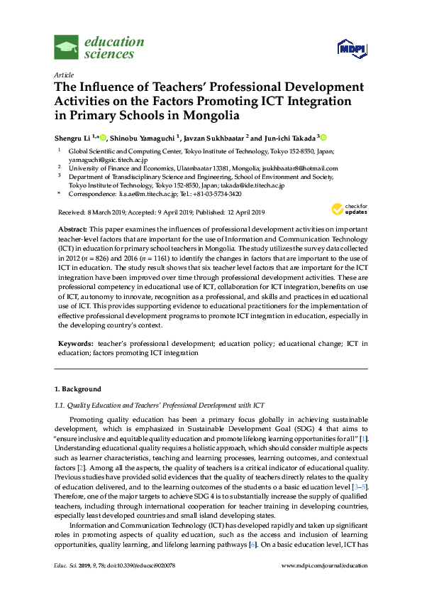 (PDF) The Influence of Teachers’ Professional Development Activities on ...