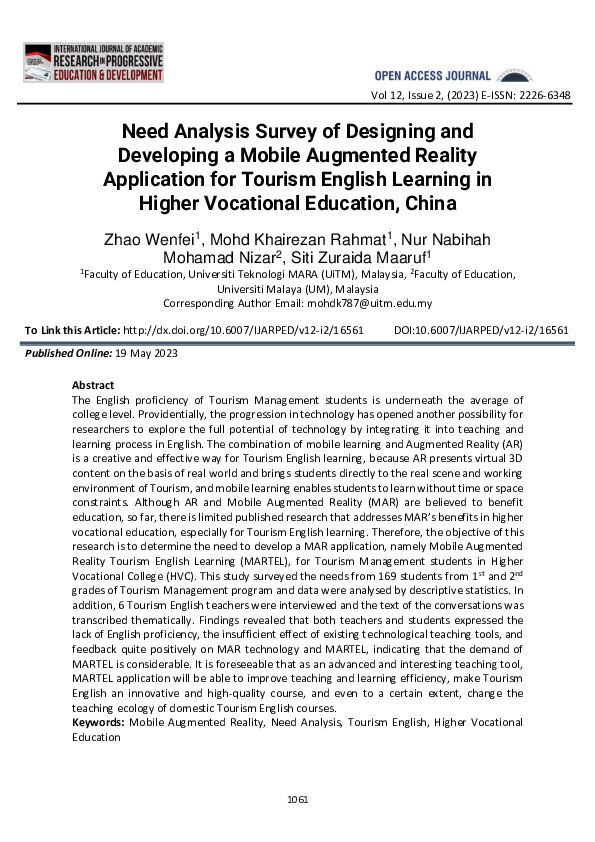 (PDF) Need Analysis Survey of Designing and Developing a Mobile ...