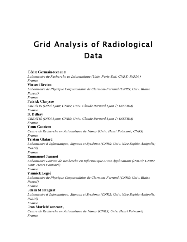 (PDF) Grid Analysis of Radiological Data