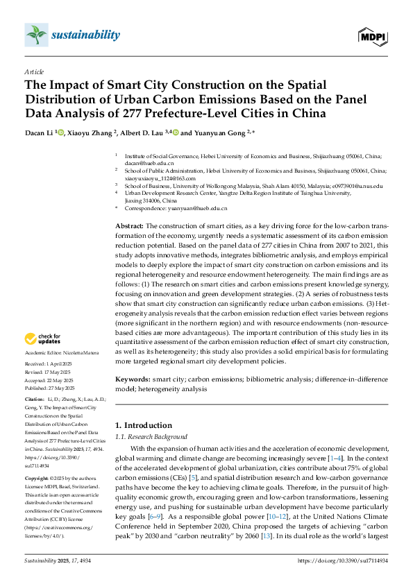 (PDF) The Impact of Smart City Construction on the Spatial Distribution ...