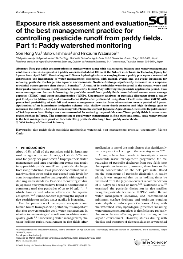 (PDF) Exposure risk assessment and evaluation of the best management ...