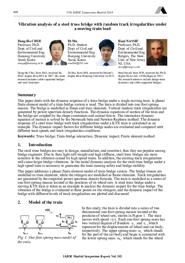 (PDF) Vibration analysis of a steel truss bridge with random track ...