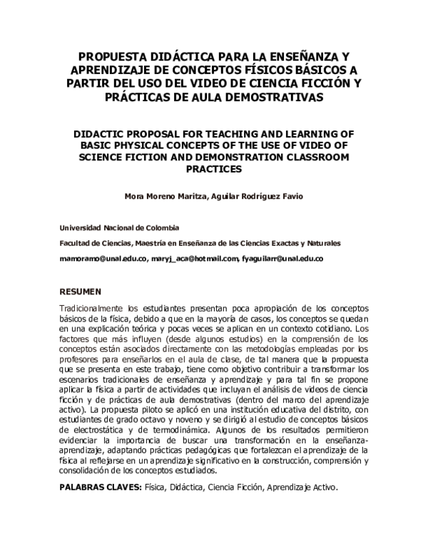 (PDF) Propuesta Didáctica Para La Enseñanza y Aprendizaje De Conceptos ...