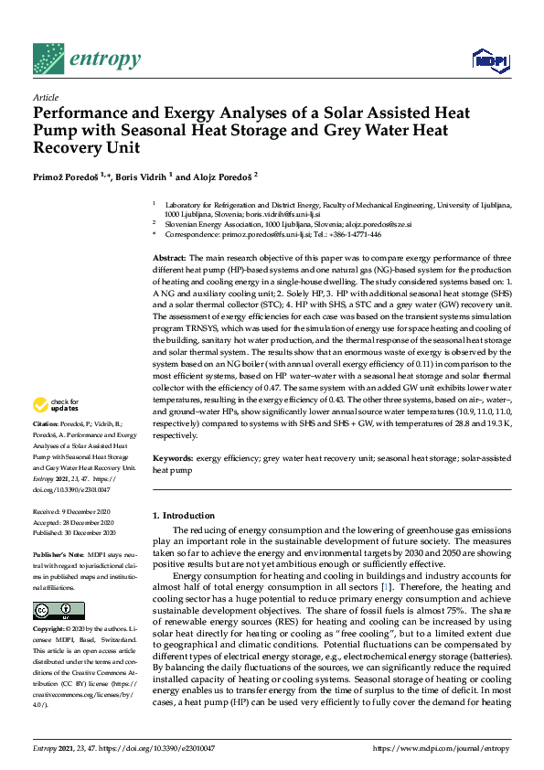 (PDF) Performance and Exergy Analyses of a Solar Assisted Heat Pump ...