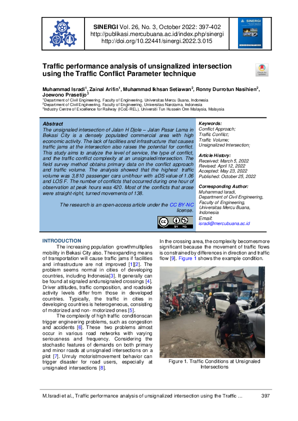(PDF) Traffic performance analysis of unsignalized intersection using ...