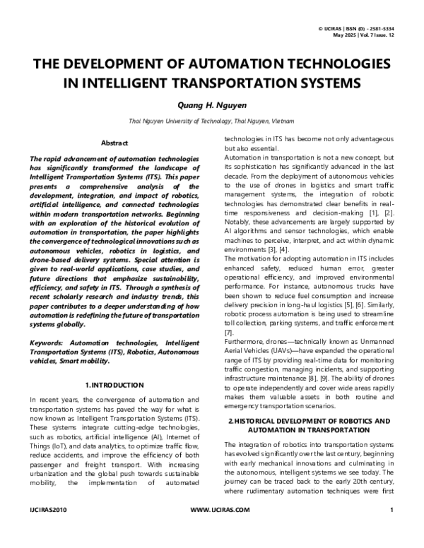 (PDF) THE DEVELOPMENT OF AUTOMATION TECHNOLOGIES IN INTELLIGENT ...
