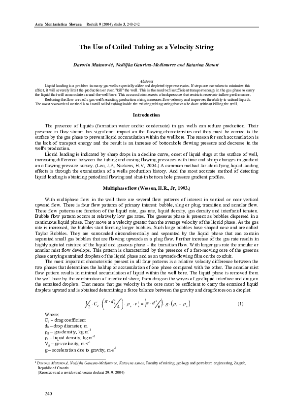 (PDF) The Use of Coiled Tubing as a Velocity String