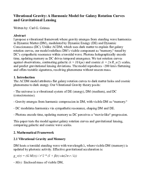 (PDF) Vibrational Gravity: A Harmonic Model for Galaxy Rotation Curves ...