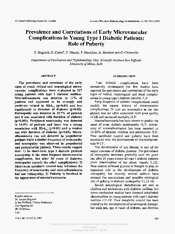 (PDF) Prevalence and Correlations of Early Microvascular Complications ...