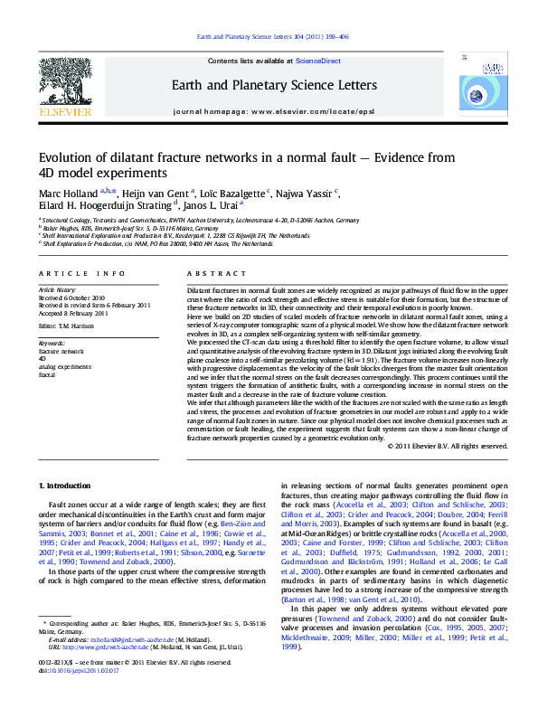 (PDF) Evolution of dilatant fracture networks in a normal fault ...