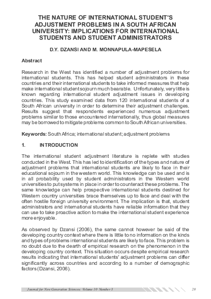 (PDF) The nature of international student's adjustment problems in a ...
