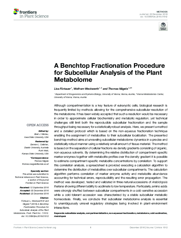 (PDF) A Benchtop Fractionation Procedure for Subcellular Analysis of ...