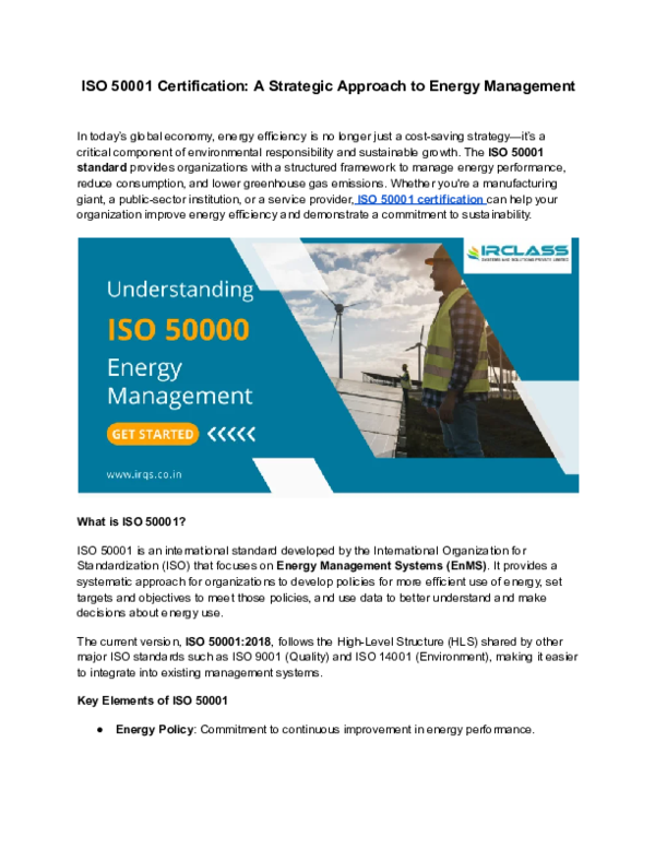 (PDF) ISO 50001 Certification: A Strategic Approach to Energy Management