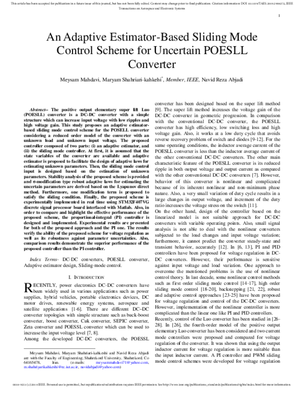 (PDF) An Adaptive Estimator Based Sliding Mode Control of Nonisolated ...