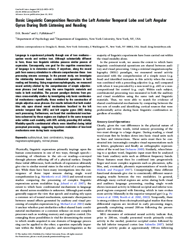 (PDF) Basic Linguistic Composition Recruits the Left Anterior Temporal ...