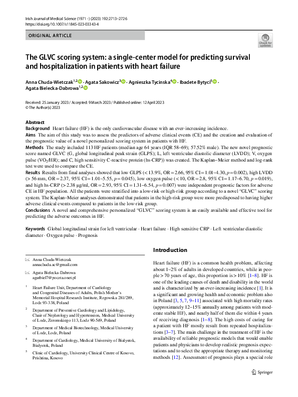 (PDF) The GLVC scoring system: a single-center model for predicting ...