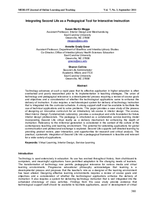(PDF) Integrating Second Life as a Pedagogical Tool for Interactive ...