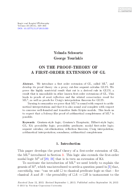 (PDF) On the proof-theory of a first-order extension of GL