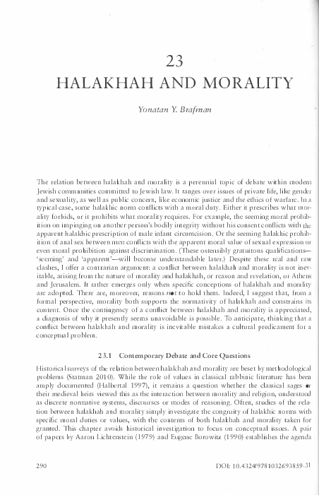 (PDF) Halakhah and Morality