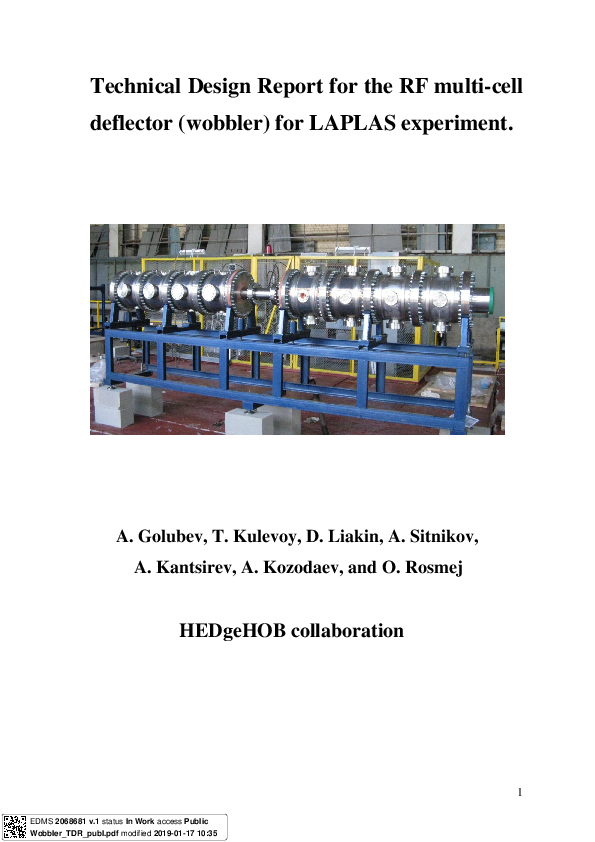 (PDF) Technical Design Report for the RF multi-cell deflector ( wobbler ...
