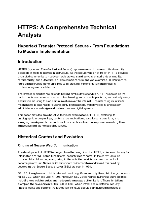 (PDF) HTTPS: A Comprehensive Technical Analysis